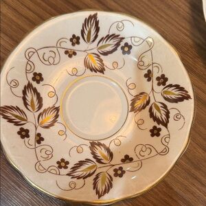 Gold and Brown Floral Dinnerware Saucer